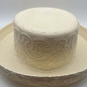 Cream Cappelli Upturned Brim Hat Spring Summer Straw Church Beach Made Florida